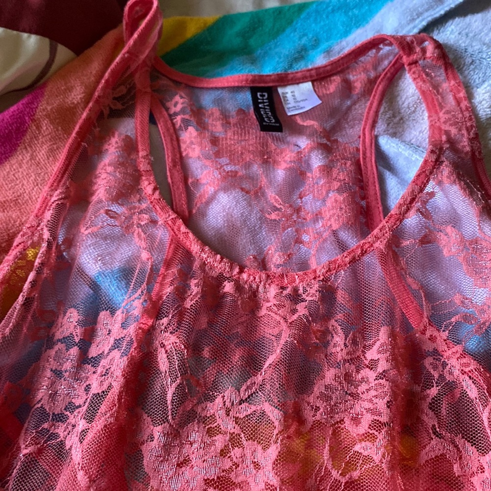 Pink women see through shirt